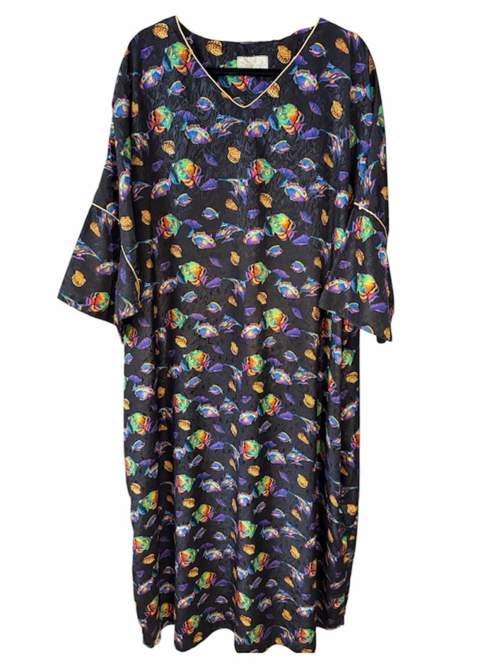 Vintage Under The Sea Fish & Shell Pool Beach Caftan - Plus Size/OSFM
